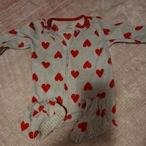 Carter's Gray and Red Heart Onesie